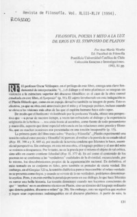 Filosofía, poesía y mito a la luz de Eros en el Symposio de Platón  [artículo] Andrés Covarrubias Correa.