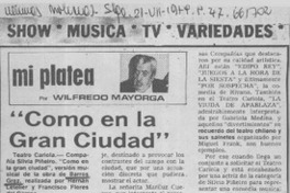 Como en la gran ciudad"  [artículo] Wilfredo Mayorga.
