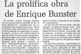 La Prolífica obra de Enrique Bunster. La Prolífica obra de Enrique Bunster.