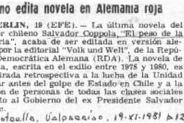 Chileno editó novela en Alemania Roja.  [artículo]