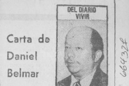 Carta de Daniel Belmar. Carta de Daniel Belmar.
