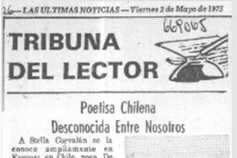 Poetisa chilena desconocida entre nosotros Poetisa chilena desconocida entre nosotros