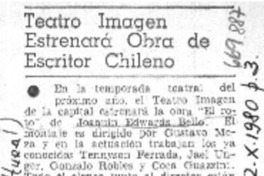 Teatro imagen estrenará obra de escritor chileno. Teatro imagen estrenará obra de escritor chileno.