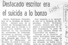 Destacado escritor era el suicida a lo bonzo.