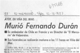 Murió Fernando Durán Murió Fernando Durán