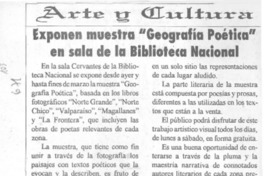 Exponen muestra "Geografía poética" en sala de la Biblioteca Nacional. Exponen muestra "Geografía poética" en sala de la Biblioteca Nacional.