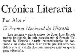 El Premio nacional de historia El Premio nacional de historia