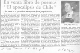 En venta libro de poemas "El apocalipsis de Chile".