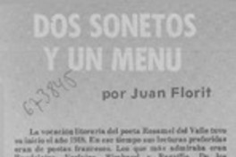 Dos sonetos y un menú Dos sonetos y un menú