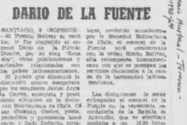 Premio Bolívar a Darío de la Fuente.