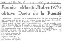 Premios "Martín-Buber 1977" obtuvo Darío de la Fuente. Premios "Martín-Buber 1977" obtuvo Darío de la Fuente.
