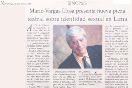 Mario Vargas Llosa presenta nueva pieza teatral sobre identidad sexual en Lima Mario Vargas Llosa presenta nueva pieza teatral sobre identidad sexual en Lima