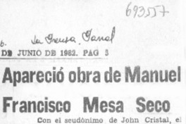 Apareció obra de Manuel Francisco Mesa Seco.