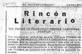 Un poema de Francisco Medina Cardenas Un poema de Francisco Medina Cardenas