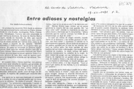 Entre adioses y nostalgias Entre adioses y nostalgias