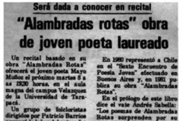 Alambradas rotas" obra de joven poeta laureado. Alambradas rotas" obra de joven poeta laureado.