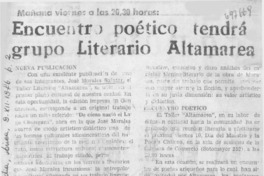 Encuentro poético tendrá grupo literario Altamarea. Encuentro poético tendrá grupo literario Altamarea.