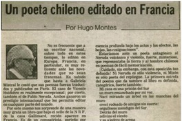 Un poeta chileno editado en Francia Un poeta chileno editado en Francia