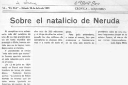 Sobre el natalicio de Neruda Sobre el natalicio de Neruda