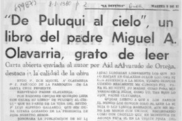 De Puluqui al cielo", un libro del padre MIguel A. Olavarría, grato de leer