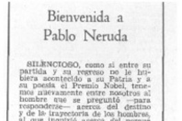 Bienvenida a Pablo Neruda. Bienvenida a Pablo Neruda.