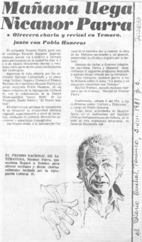 Mañana llega Nicanor Parra.