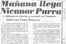 Mañana llega Nicanor Parra.