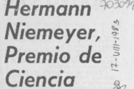 Hermann Niemeyer, premio de ciencia.