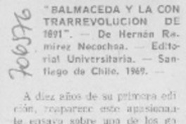 Balmaceda y la contrarrevolución de 1891 Balmaceda y la contrarrevolución de 1891