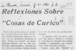 Reflexiones sobre "Cosas de Curicó". Reflexiones sobre "Cosas de Curicó".