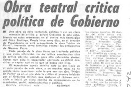 Obra teatral critica política de Gobierno.