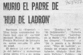 Murió el padre de "hijo de ladrón". Murió el padre de "hijo de ladrón".