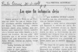 Lo que la infancia deja Lo que la infancia deja