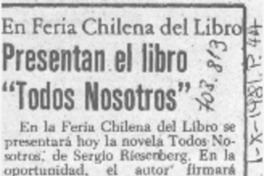 Presentan el libro "Todos Nosotros". Presentan el libro "Todos Nosotros".
