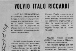 Volvió Italo Riccardi Volvió Italo Riccardi