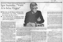 Igor Saavedra, "volví a la selva virgen": [entrevista]
