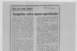Incógnita sobre nueva constitución. Incógnita sobre nueva constitución.