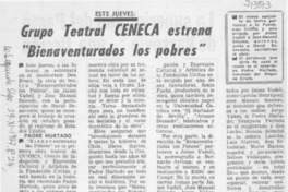 Grupo teatral CENECA estrena "Bienaventurados los pobres".