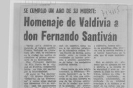 Homenaje de Valdivia a don Fernando Santiván. Homenaje de Valdivia a don Fernando Santiván.