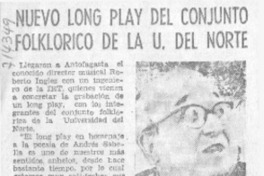Nuevo long play del conjunto folklórico de la U. del Norte.