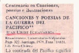 Canciones y poesías de la Guerra del Pacífico. Canciones y poesías de la Guerra del Pacífico.