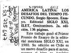 América Latina: los desafíos del tiempo fecundo.