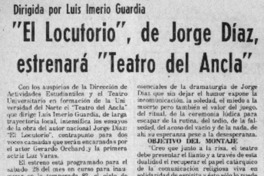 "El locutorio", de Jorge Díaz, estrenará "teatro del ancla". "El locutorio", de Jorge Díaz, estrenará "teatro del ancla".