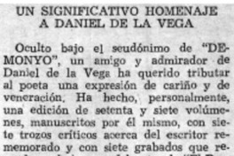 Un significativo homenaje a Daniel de la Vega.