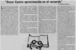 "Óscar Castro aproximación en el recuerdo" "Óscar Castro aproximación en el recuerdo"