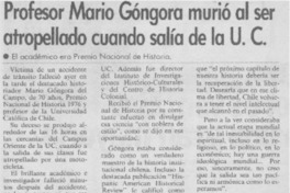 Profesor Mario Góngora murió al ser atropellado cuando salía de la U. C.