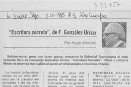 Escritura secreta", de F. González-Urízar Escritura secreta", de F. González-Urízar