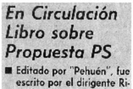 En circulación libro sobre propuesta PS. En circulación libro sobre propuesta PS.