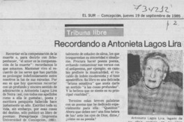 Recordando a Antonieta Lagos Lira Recordando a Antonieta Lagos Lira