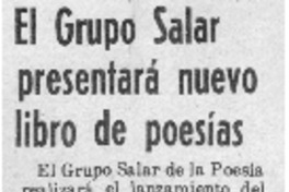 El grupo Salar presentará nuevo libro de poesías.